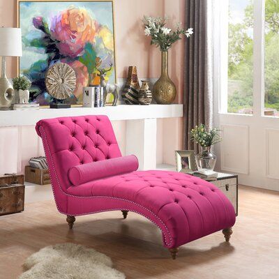 Rosewood Velvet Fabric Modern Lazy Chaise Lounge Couch With Tufted Backrest With Pillow