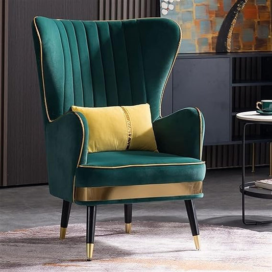 Luxury Wing Chair Velvet Armchair Royal Stylish Single Seater Chair Living Room , Bedroom
