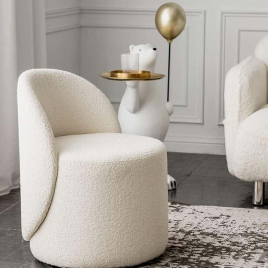 Single Seater Curved Back Accent Chair with Backrest for Bedroom, Living Room