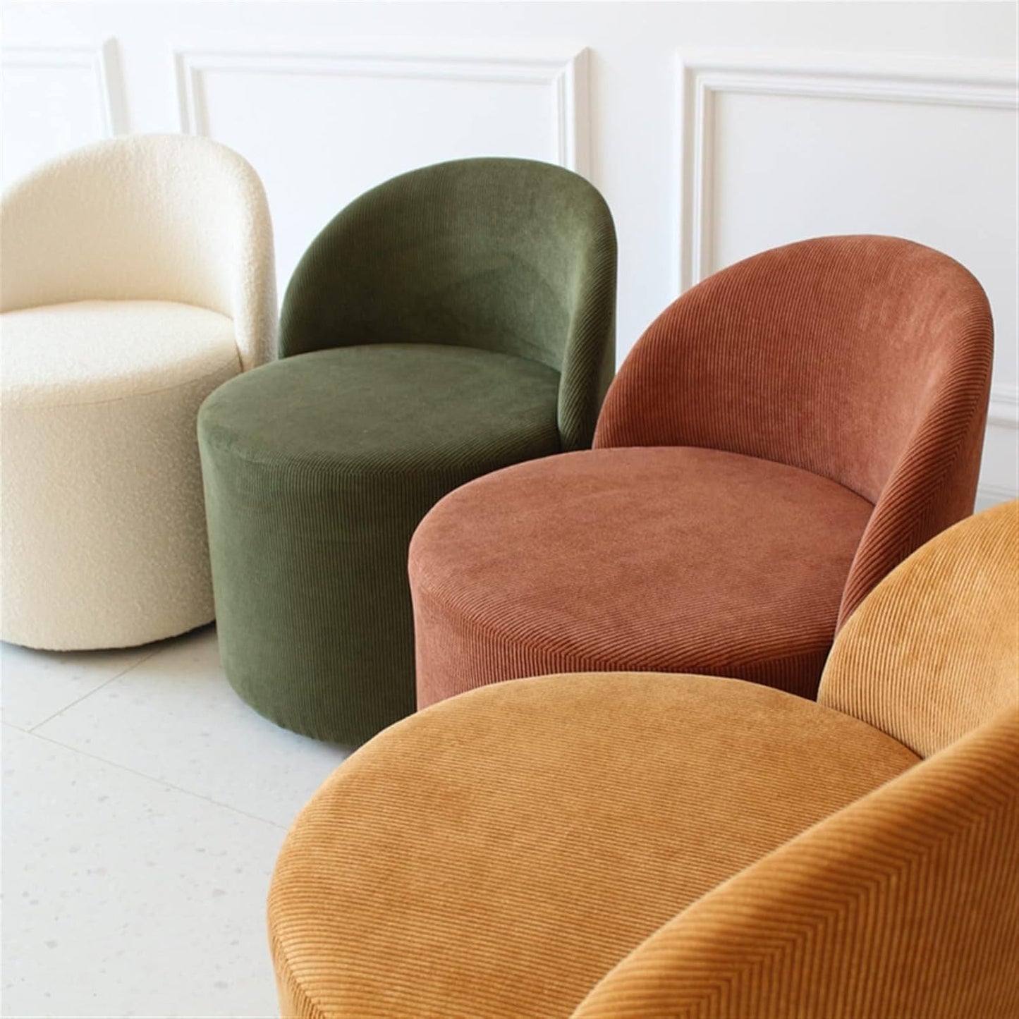 Single Seater Curved Back Accent Chair with Backrest for Bedroom, Living Room