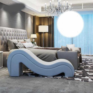 Rose Wood Leatherette Love Seat Lazy Yoga Chaise Lounge Couch for Living room, Garden,