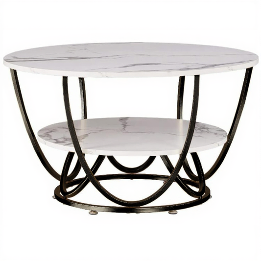 Modern Looking Design 2 Shelf Coffee Table save space with Marble Top Center Table Best for Decorate Office, Home, Garden