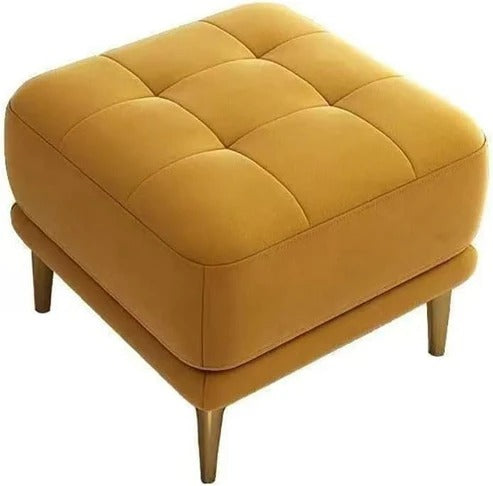 Solid Wood Cushion Ottoman Stool Velvet Fabric Modern Tufted Button Style Footrest best for Living room, Garden