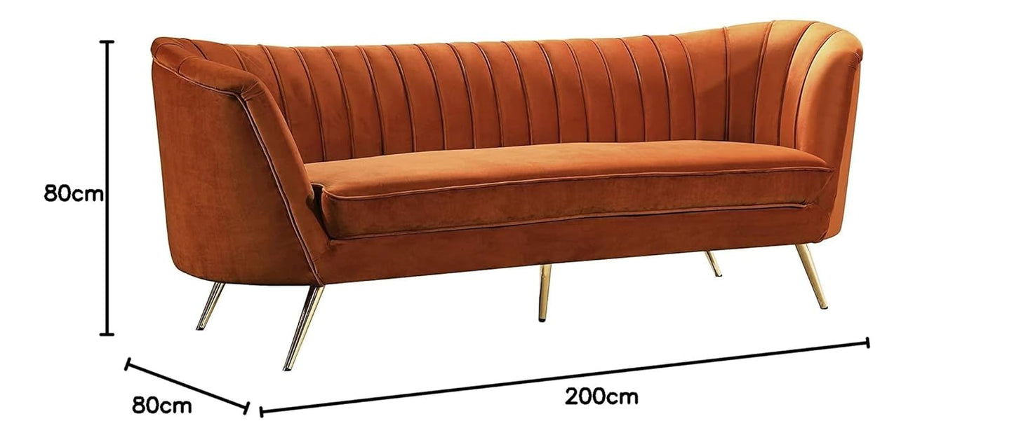 Velvet Fabric 3 Seater Chesterfield Sofa for Living Room & Office