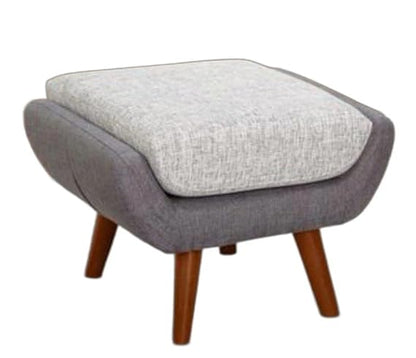 Modern Ottoman Footrest with wooden legs Linen fabric for Living room, Garden