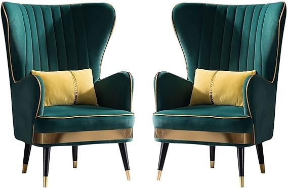Luxury Wing Chair Velvet Armchair Royal Stylish Single Seater Chair Living Room , Bedroom