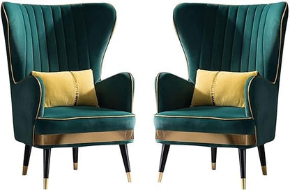 Luxury Wing Chair Velvet Armchair Royal Stylish Single Seater Chair Living Room , Bedroom