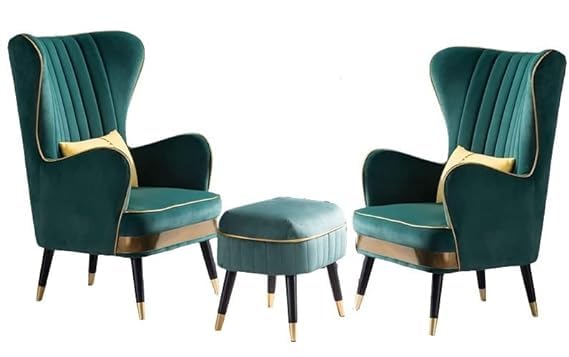 Luxury Wing Chair Velvet Armchair Royal Stylish Single Seater Chair Living Room , Bedroom