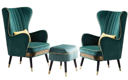 Luxury Wing Chair Velvet Armchair Royal Stylish Single Seater Chair Living Room , Bedroom