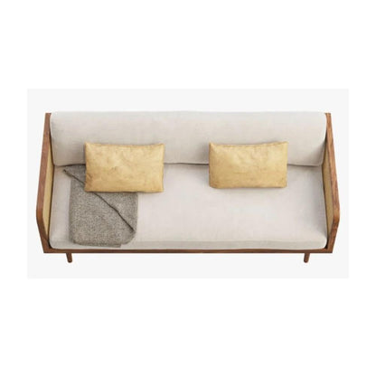 Teak Wood Modern Rattan Sofa Cane Design with Natural Finish For Living Room Office