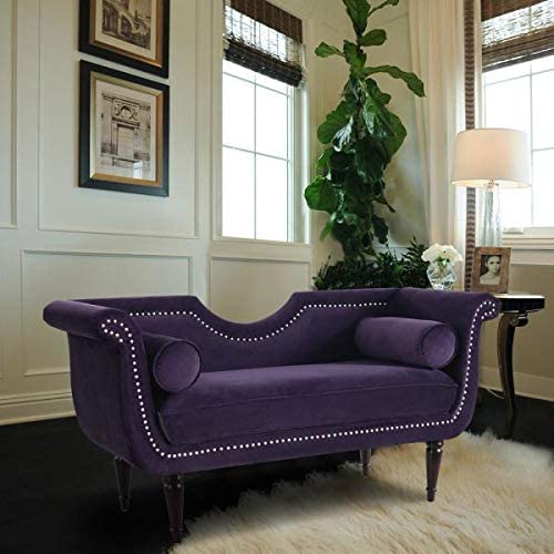 Velvet Fabric Rosewood 2-Seater Settee Sofa Diwan Couch for Home and Living Room