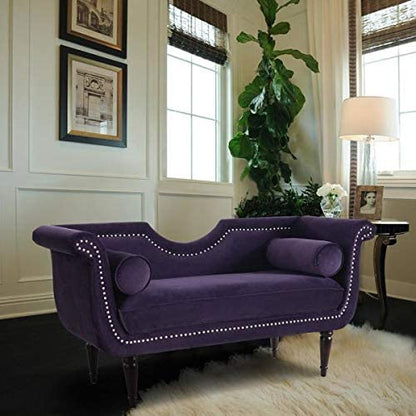 Velvet Fabric Rosewood 2-Seater Settee Sofa Diwan Couch for Home and Living Room