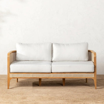 Teak Wood Modern Rattan Sofa Cane Design with Natural Finish For Living Room Office