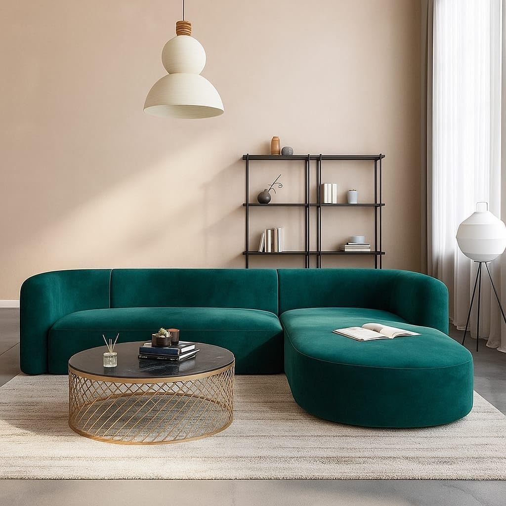 Modern 4 Seater Sofa,Comfortable or Relexable L-Shape Sofa for Living Room, Office, Bedroom, Hallways Furniture