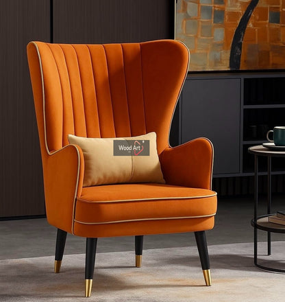 Luxury Wing Chair Velvet Armchair Royal Stylish Single Seater Chair Living Room , Bedroom