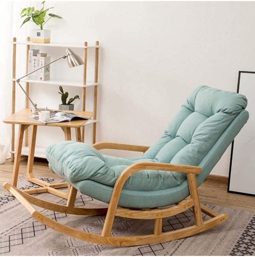 Teak Wood  Rocking Chair velvet fabric comfort for adult for living room, Garden