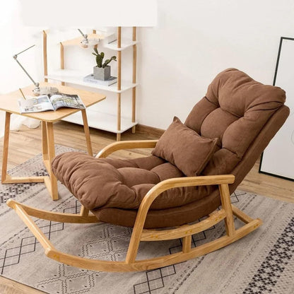 Teak Wood  Rocking Chair velvet fabric comfort for adult for living room, Garden