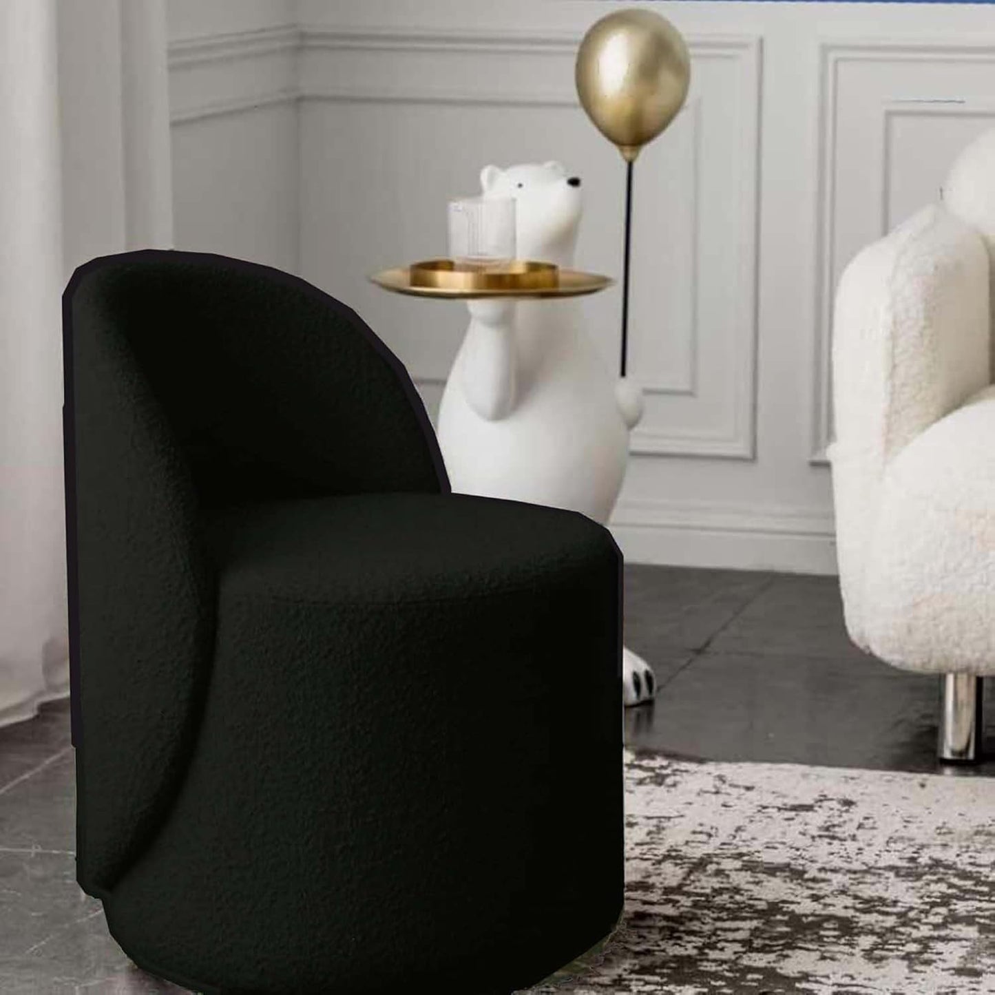 Single Seater Curved Back Accent Chair with Backrest for Bedroom, Living Room