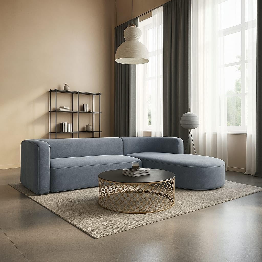 Modern 4 Seater Sofa,Comfortable or Relexable L-Shape Sofa for Living Room, Office, Bedroom, Hallways Furniture