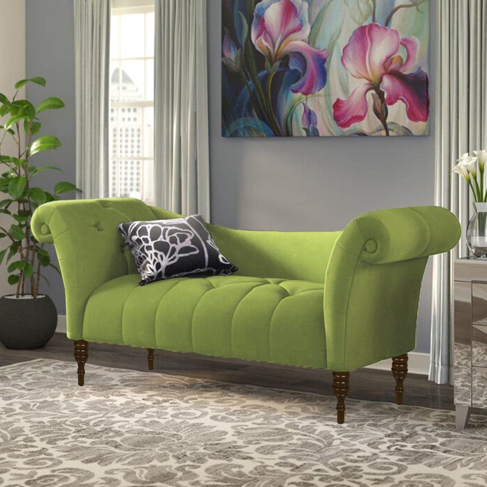 Velvet Fabric Rosewood 2-Seater Settee Sofa Diwan Couch for Home and Living Room