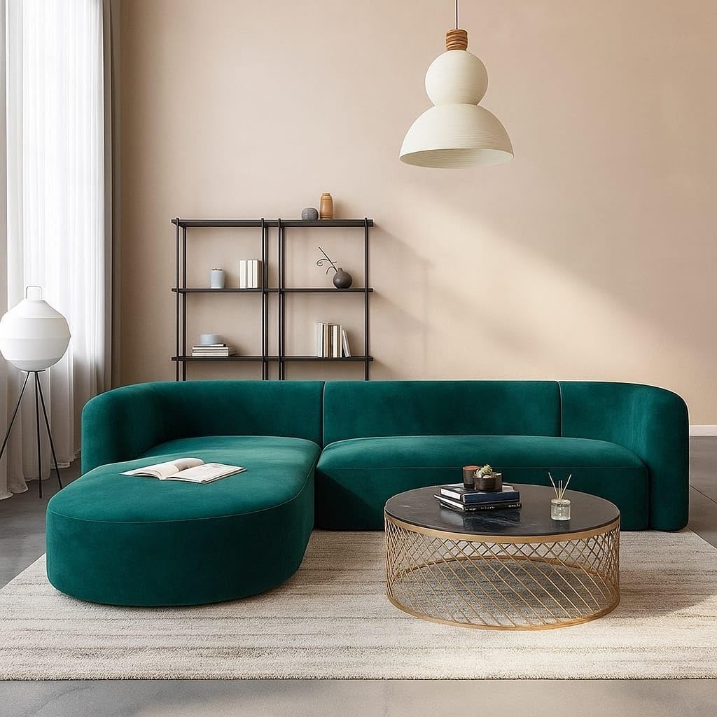 Modern 4 Seater Sofa,Comfortable or Relexable L-Shape Sofa for Living Room, Office, Bedroom, Hallways Furniture