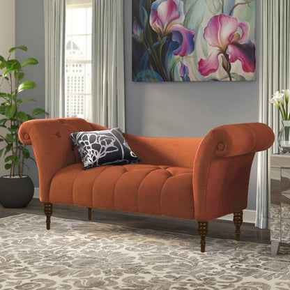 Velvet Fabric Rosewood 2-Seater Settee Sofa Diwan Couch for Home and Living Room