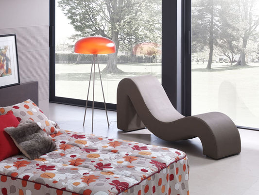 Rose Wood Leatherette Love Seat Lazy Yoga Chaise Lounge Couch for Living room, Garden,