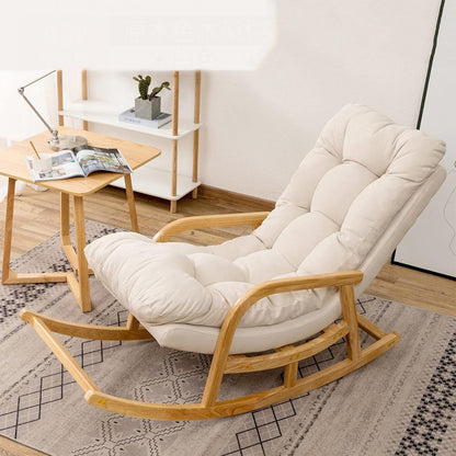 Teak Wood  Rocking Chair velvet fabric comfort for adult for living room, Garden