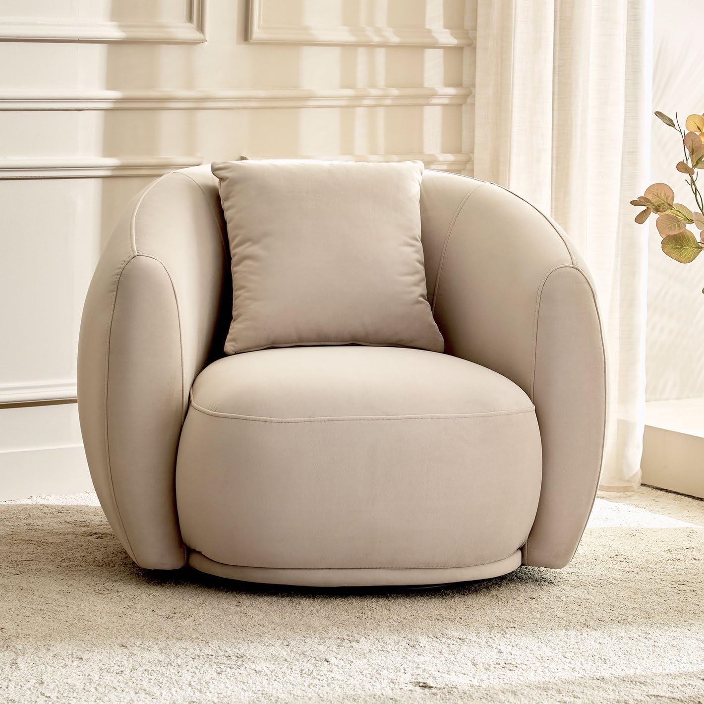 360 Degree Rotatable  Single Seater Accent Wing Chair for Living room, Garden