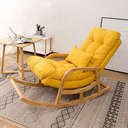 Teak Wood  Rocking Chair velvet fabric comfort for adult for living room, Garden