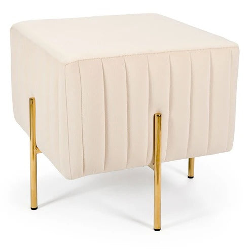 Solid Wood Cushion Ottoman Stool Velvet Fabric Modern Style Footrest best for Living room, Garden