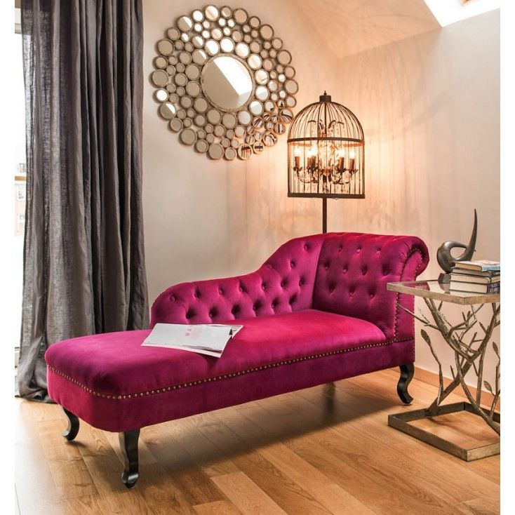 2 Seater Rosewood Velvet Fabric  Modern Upholstered Chaise Lounge Couch with Button Tufted Backrest with Pillow