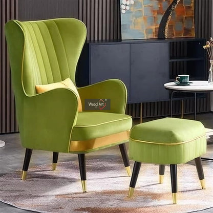 Luxury Wing Chair Velvet Armchair Royal Stylish Single Seater Chair Living Room , Bedroom
