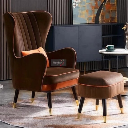 Luxury Wing Chair Velvet Armchair Royal Stylish Single Seater Chair Living Room , Bedroom