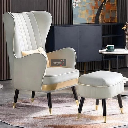 Luxury Wing Chair Velvet Armchair Royal Stylish Single Seater Chair Living Room , Bedroom