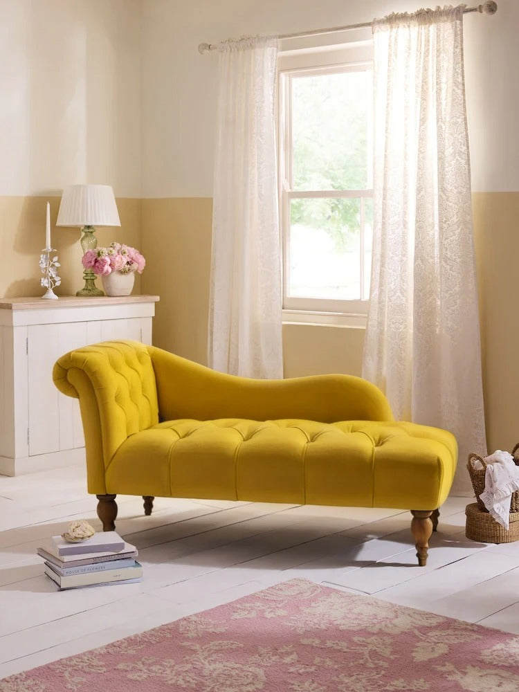 2 Seater Rosewood Velvet Fabric Modern Chaise Lounge Couch With Button Tufted Backrest For Living room, Office