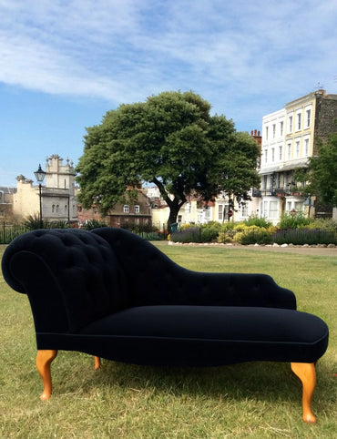 2 Seater Rosewood Velvet Fabric Modern Chaise Lounge Couch With Tufted Button Back For Living room, Office, Garden