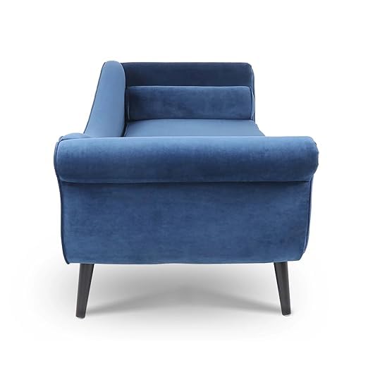 Velvet Fabric Rosewood 2-Seater Chaise Lounge Couch For Living Room