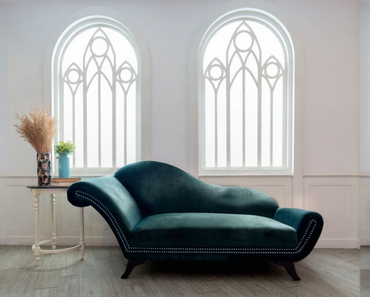 2 Seater Rosewood Velvet Fabric Modern Chaise Lounge Couch  for Living room, Office, Garden