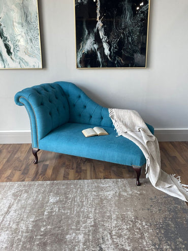 Velvet 2 Seater Modern Chaise Lounge With Tufted Button Back with Tufted Armrest For Living room, Office, Garden