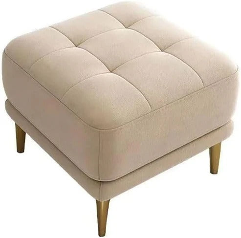 Solid Wood Cushion Ottoman Stool Velvet Fabric Modern Tufted Button Style Footrest best for Living room, Garden