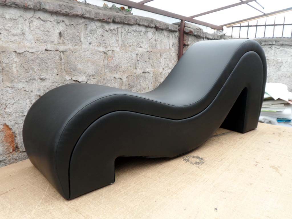 Rose Wood Leatherette Love Seat Lazy Yoga Chaise Lounge Couch for Living room, Garden,