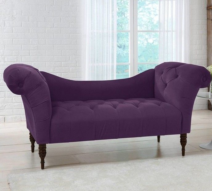 Velvet Fabric 2 Seater Modern Chaise Lounge With Tufted Button For Living room, Office, Garden