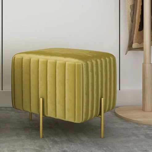 Solid Wood Cushion Ottoman Stool Velvet Fabric Modern Style Footrest best for Living room, Garden