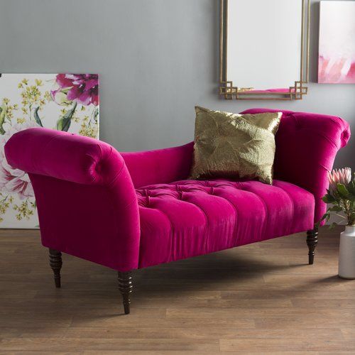 Velvet Fabric 2 Seater Modern Chaise Lounge With Tufted Button For Living room, Office, Garden