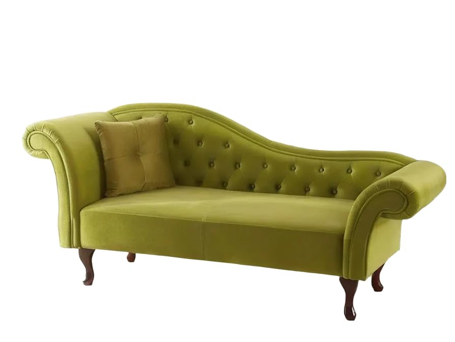 Velvet Fabric Rosewood Button Tufted Chaise Lounge Couch for Living Room Bedroom Office Furniture