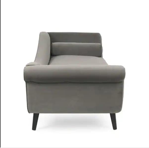 Velvet Fabric Rosewood 2-Seater Chaise Lounge Couch For Living Room