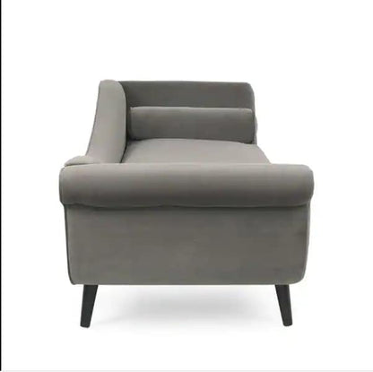 Velvet Fabric Rosewood 2-Seater Chaise Lounge Couch For Living Room