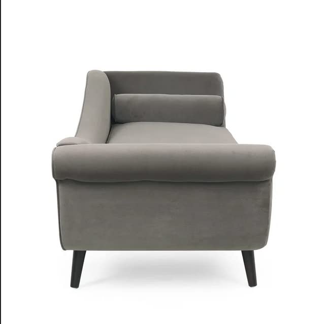 Velvet Fabric Rosewood 2-Seater Chaise Lounge Couch For Living Room