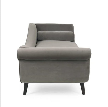 Velvet Fabric Rosewood 2-Seater Chaise Lounge Couch For Living Room